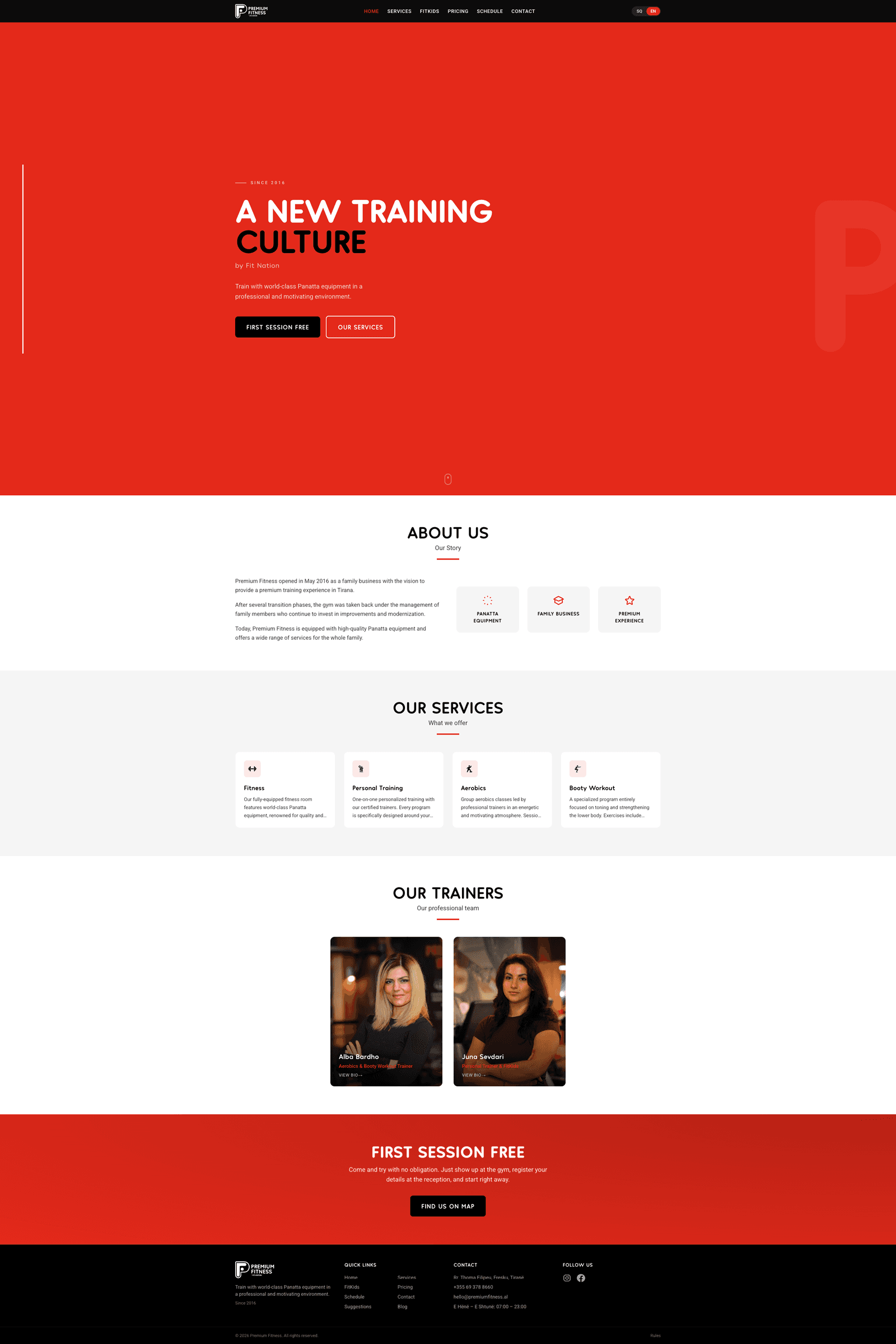 Premium Fitness homepage hero