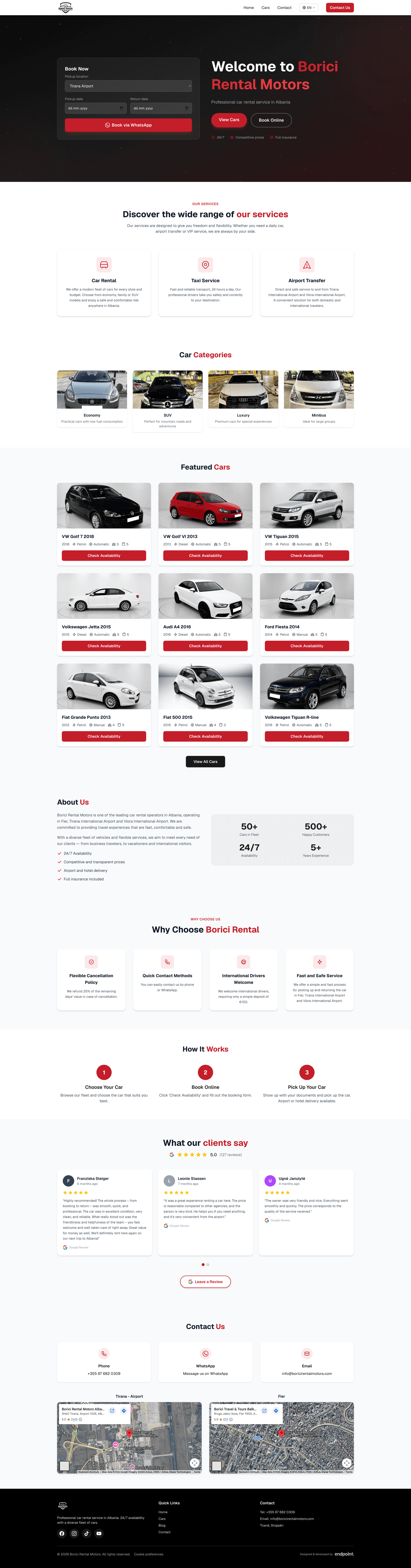 Borici multilingual Explore Albania landing page layout